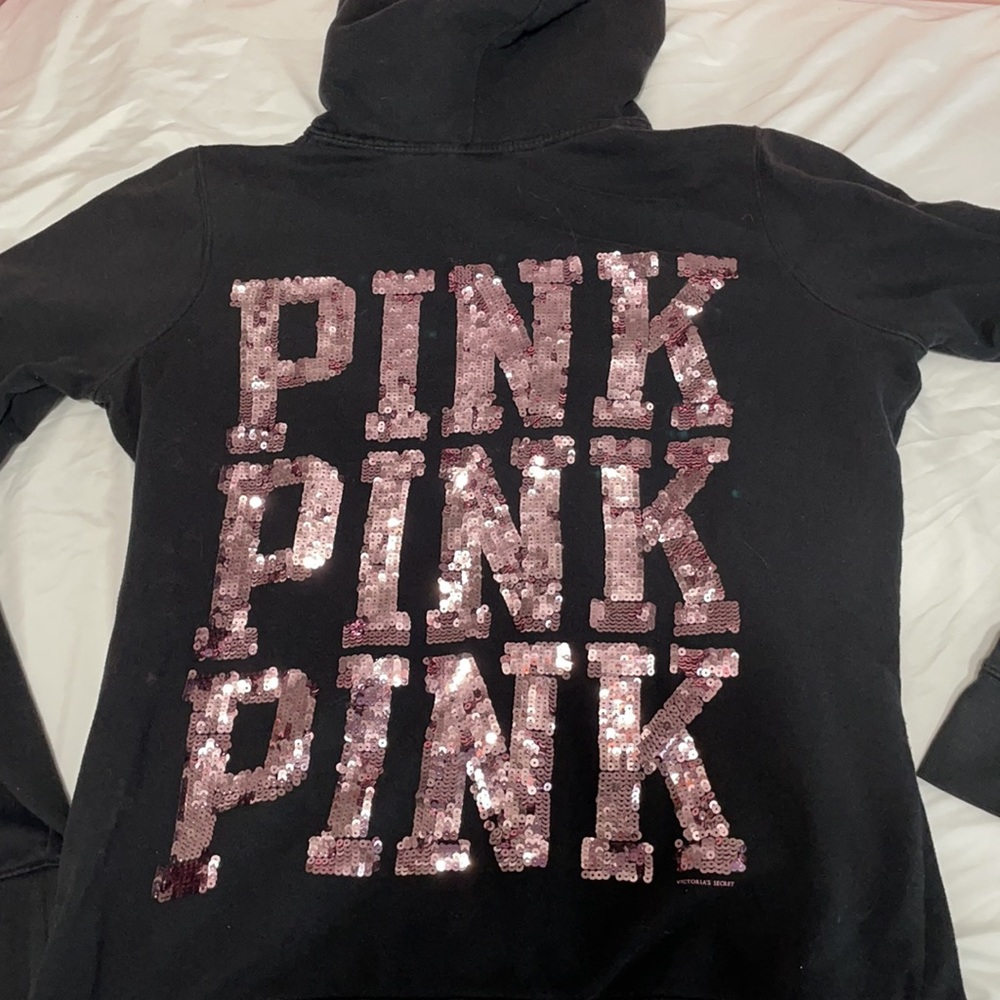 Vs pink sequin zip up sweatshirt